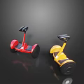 Stylish Two Colored Red And Yellow Electric Hoverboards With Handlebar Design