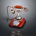 Vintage Telephone With Red Base Gold Receiver And Rotary Dial Classic Design