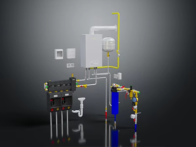 Electrical Electronic Control System With Multiple Modules Wiring And Colored Components Setup 3d model