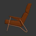 High Back Modern Orange Armchair With Striped Design And Metal Legs Furniture