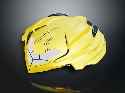 Futuristic Yellow Astronaut Helmet With Modern Aerodynamic Structure For Space Missions 3d model