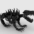 Black Building Blocks Dinosaur Model With Sharp Teeth Spiked Back And Mechanical Claws 3d model