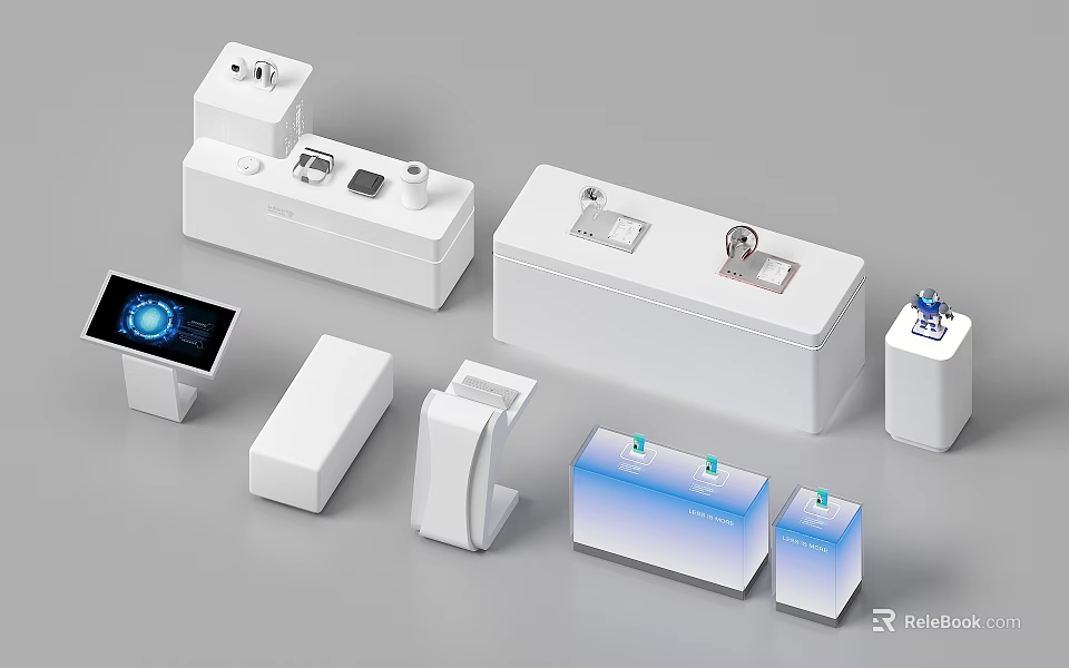 Modern Display Shelves With Sleek White Design And Functional Storage Features 3d model