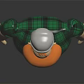 3D Cartoon Character With Green Plaid Shirt Red Shoes White Cap And Muscular Build