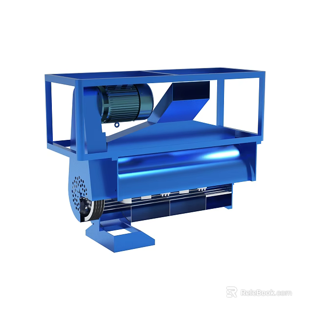 Blue Industrial Machine With Metal Frame Structure Roller Component And Electric Motor 3d model
