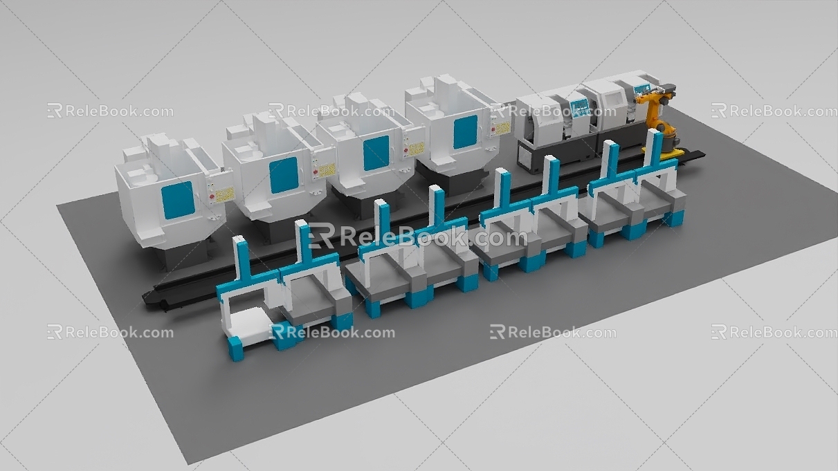 Automatic production line modeling intelligent manufacturing production line equipment 724 3d model