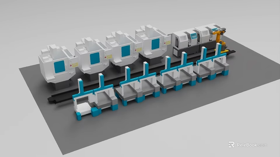 Efficient Automated Industrial Equipment Production Line With Mechanical Units And Conveyor Systems 3d model 