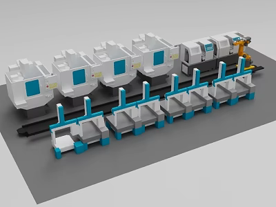 Efficient Automated Industrial Equipment Production Line With Mechanical Units And Conveyor Systems 3d model