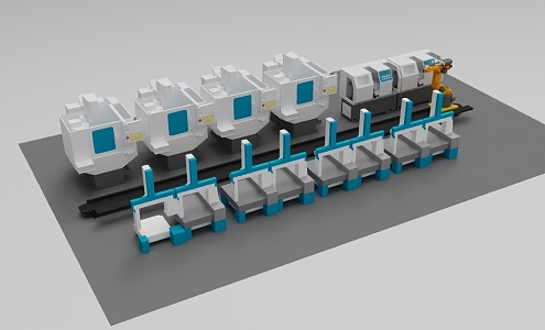 Automatic production line modeling intelligent manufacturing production line equipment 724 3d model