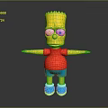 Bart Simpson Character With Yellow Skin Spiky Hair Red Shirt Blue Shorts And Arms Outstretched