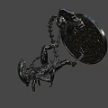 Game Movie Alien Character Sculpture With Exoskeleton Menacing Pose On Base Stand