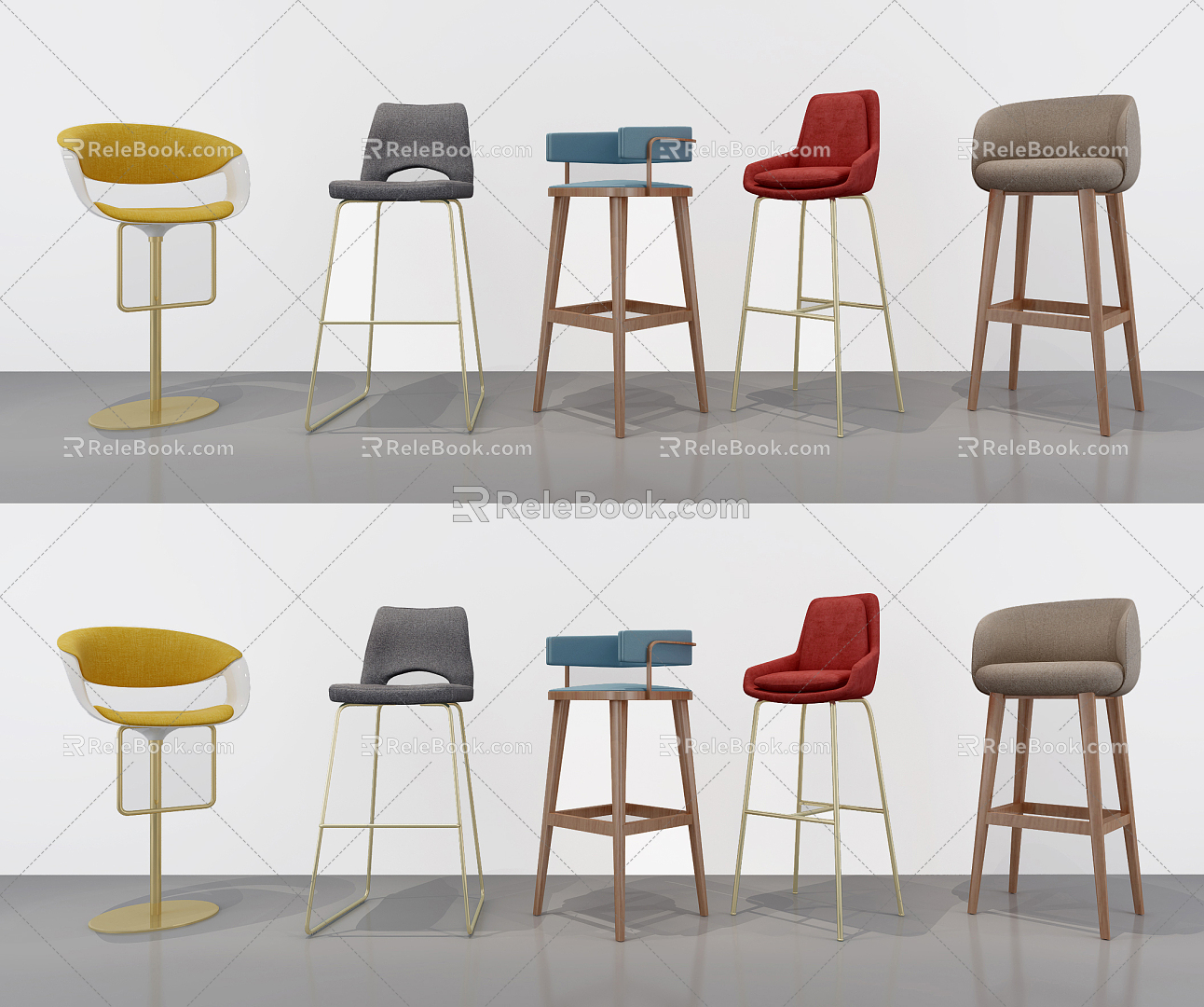 Modern Bar Chair Bar Chair Combination 3d model