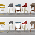 Modern Bar Chair Bar Chair Combination 3d model