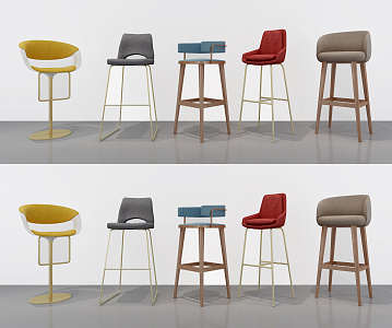 Modern Bar Chair Bar Chair Combination 3d model