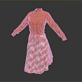 Stylish Red High Neck Long Sleeve Top With Patterned Skirt For Daily Use