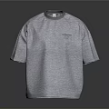 Gray Oversized T Shirt With Round Neck Short Sleeve And Chest Logo Design