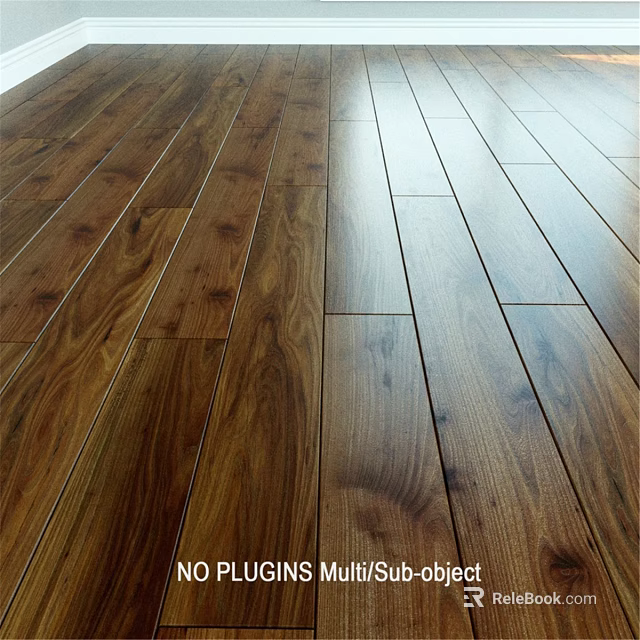 Natural Wooden Flooring With Dark Brown Planks And Polished Surface Texture 3d model 
