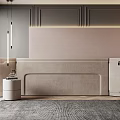 Modern Bedroom Accent Wall With Upholstered Headboard Soft Pink And Recessed Lighting