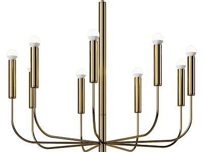 Modern Brass Multi Arm Chandelier Design With Stylish Bulbs And Metal Structure 3d model