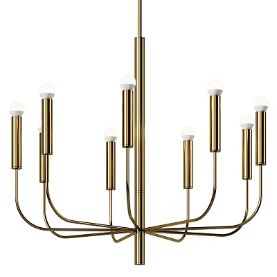 Modern Brass Multi Arm Chandelier Design With Stylish Bulbs And Metal Structure 3d model