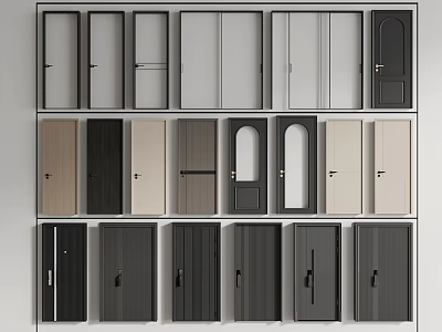 Modern Hinged Doors With Various Colors And Materials For Interior Design 3d model