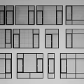 Various Window Frame Designs With Grid Patterns And Different Layouts 3d model