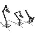 Modern microphone professional rotatable adjustable microphone combination recording microphone equipment music equipment combination 3d model