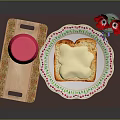 Pink Round Cheese on Wooden Tray with Cheese Toast Plate and Red Flowers in Vase