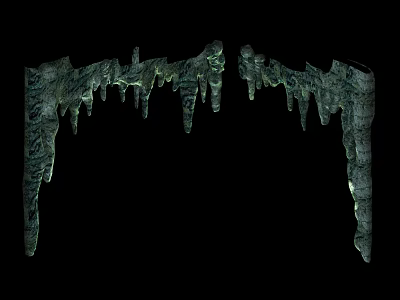 Rustic Stone And Wood Arch Design With Icicle Like Hanging Features 3d model