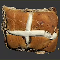 Freshly Baked Soft Hot Cross Bun With White Cross Icing And Juicy Raisins