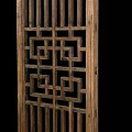 Wooden Carved Screen Panel With Intricate Geometric Pattern And Frame Structure