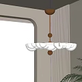 Modern White Chandelier With Wooden Accents In Minimalist Interior Space