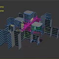Cartoon Cityscape With Modern Buildings Various Shapes And Urban Layout Design