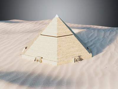 Ancient Pyramid Structure Standing On Desert Sand Dunes With Stone Blocks And Classic Design 3d model