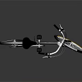 Vintage Black Cruiser Bike With White Handlebars And Gold Rims On Shiny Surface