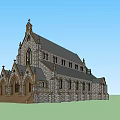 Ancient Gothic Church Architecture With Stone Walls Pointed Arches Stone Steps And Steeple