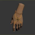 Elegant Golden Hand Jewelry With Bracelet And Finger Chain Decorations