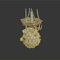 Mechanical Industrial Equipment With Spherical Base Metal Frame Spikes And Circular Components
