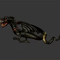 Mystical Game Movie Character Dragon With Red Eyes Open Mouth Wings And Golden Tail Tip