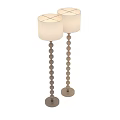 Modern Wooden Bead Floor Lamps With Beige Fabric Shades And Minimalist Design