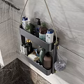 Modern Bathroom Corner Shelf with Two Tier Wall Mounted Design for Shower Toiletries Storage