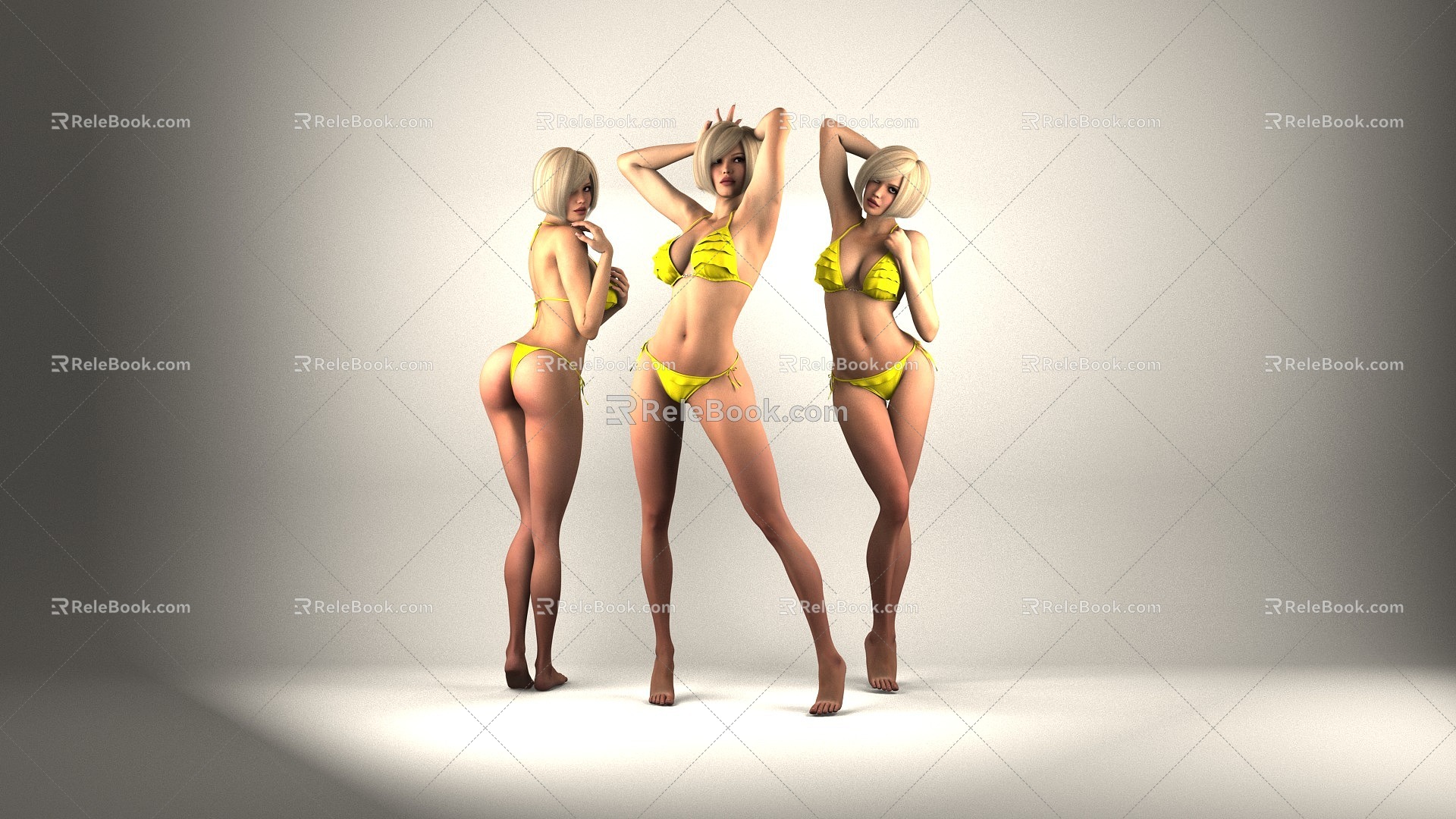 Blonde Bikini Girl Female Model Pretty Girl Foreign Girl Sexy Girl 3d model