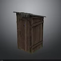 Small Old Wooden Shed With Broken Roof Door And Green Stains