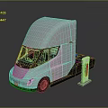 Electric Semi Truck Near Charging Station In Studio
