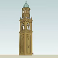 Brown Brick Tower With Green Spire Top Arched Windows And Ornate Details