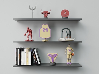 Modern bookcase ornaments collection 3d model