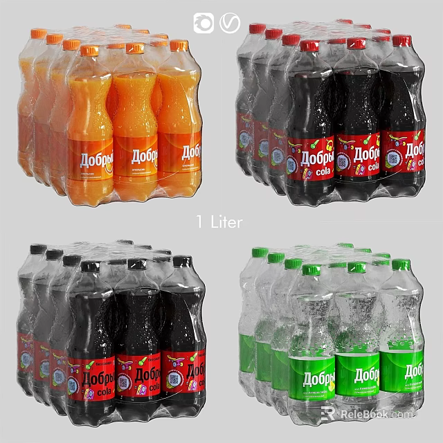 Assorted Jooice 1 Liter Beverages Pack Featuring Orange Black And Clear Flavors 3d model 