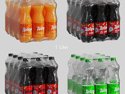 Assorted Jooice 1 Liter Beverages Pack Featuring Orange Black And Clear Flavors 3d model