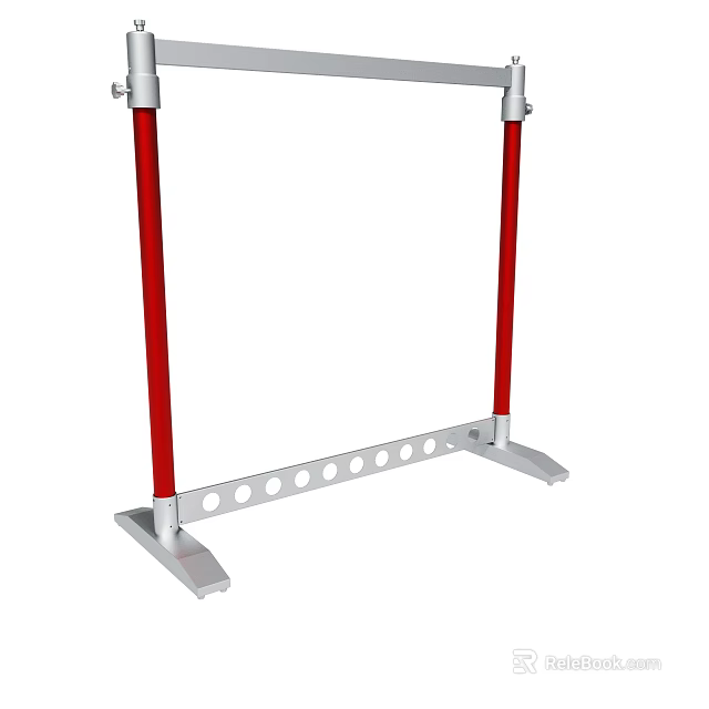 Adjustable Parallel Bars With Red Uprights And Silver Base With Holes 3d model
