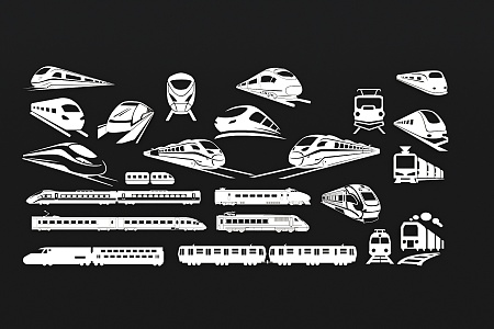 Traffic high-speed rail car front silhouette pattern 3d model